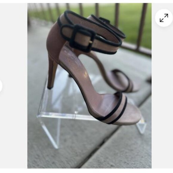 Gucci Suede Colorblock Dusty Rose Beige Luxury Ankle Strap Open Toe Sandals 37.5 - Picture 3 of 11